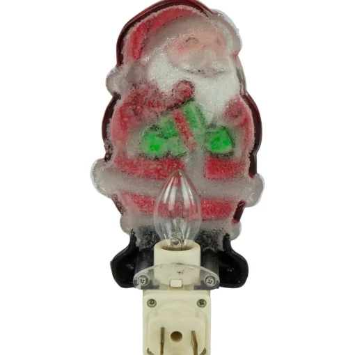 Clearance 6.75" Santa with Gift Frosted Christmas Night Light Night Lights