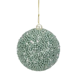 Best 4" Seafoam Green Glitter Beaded Christmas Ball Ornament Glass|Ball Ornaments