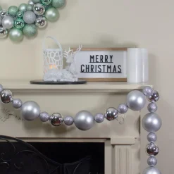 Discount 6' Shatterproof Ball 3-Finish Silver Splendor Christmas Garland Pre Decorated