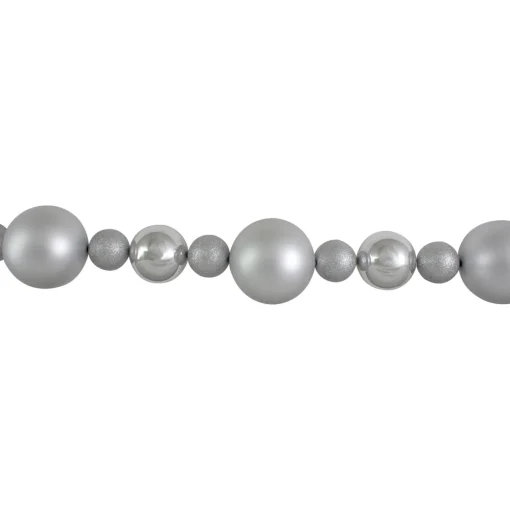 Discount 6' Shatterproof Ball 3-Finish Silver Splendor Christmas Garland Pre Decorated