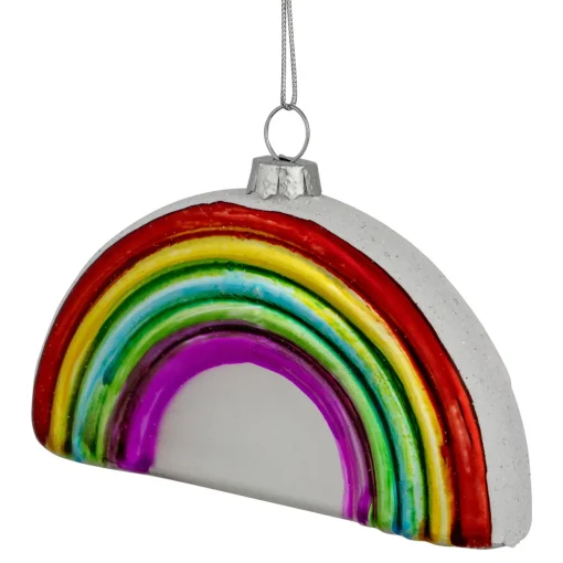 Online 4" Shiny Arched Rainbow Hanging Glass Christmas Ornament Novelty