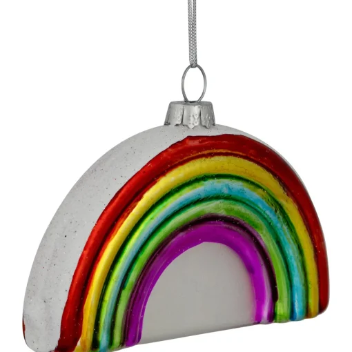 Online 4" Shiny Arched Rainbow Hanging Glass Christmas Ornament Novelty