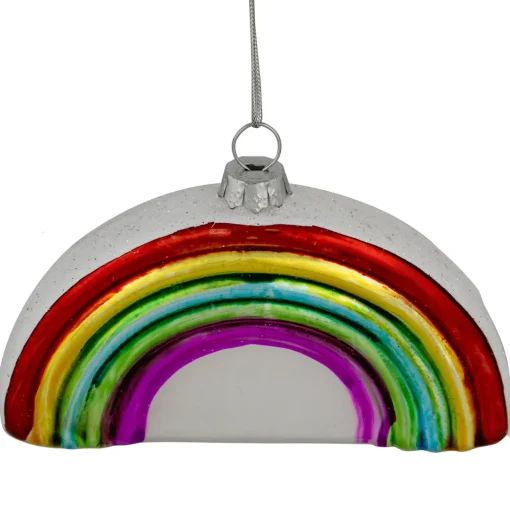 Online 4" Shiny Arched Rainbow Hanging Glass Christmas Ornament Novelty