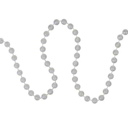 Hot 15' Shiny Clear Iridescent Beaded Christmas Garland Beaded