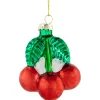 Outlet 3" Shiny Glittered Red Cherries Glass Christmas Hanging Ornament Food & Beverage