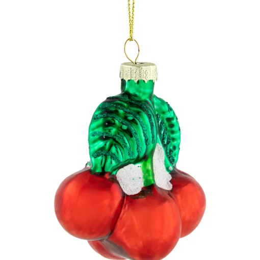 Outlet 3" Shiny Glittered Red Cherries Glass Christmas Hanging Ornament Food & Beverage