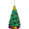 Outlet 5" Shiny Green Decorated Christmas Tree Hanging Glass Ornament Garden & Floral