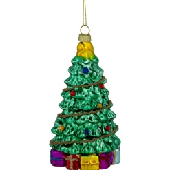 Outlet 5" Shiny Green Decorated Christmas Tree Hanging Glass Ornament Garden & Floral