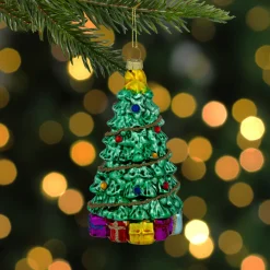 Outlet 5" Shiny Green Decorated Christmas Tree Hanging Glass Ornament Garden & Floral
