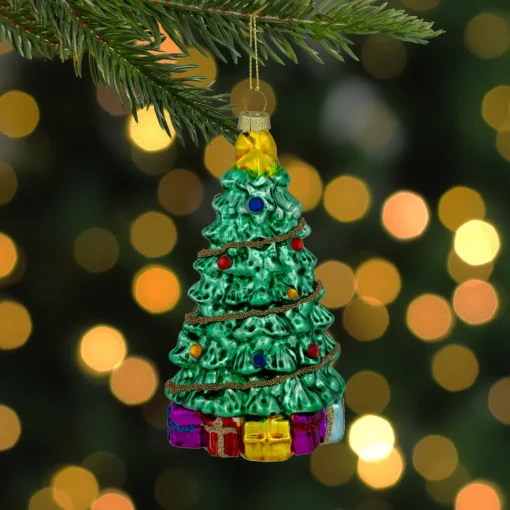 Outlet 5" Shiny Green Decorated Christmas Tree Hanging Glass Ornament Garden & Floral