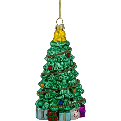 Outlet 5" Shiny Green Decorated Christmas Tree Hanging Glass Ornament Garden & Floral