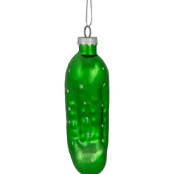 Outlet 4" Shiny Green Pickle Hanging Glass Christmas Ornament Food & Beverage