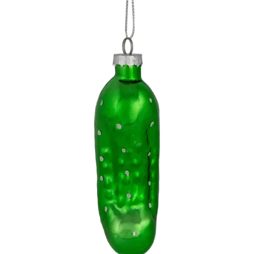 Outlet 4" Shiny Green Pickle Hanging Glass Christmas Ornament Food & Beverage