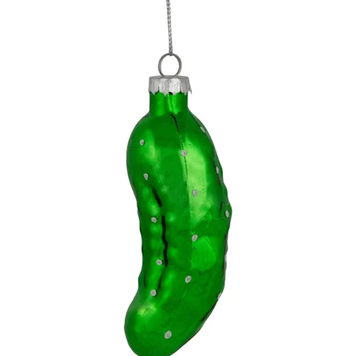 Outlet 4" Shiny Green Pickle Hanging Glass Christmas Ornament Food & Beverage
