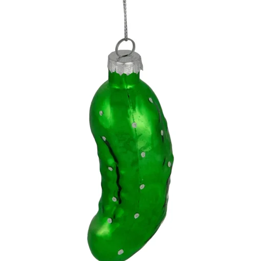 Outlet 4" Shiny Green Pickle Hanging Glass Christmas Ornament Food & Beverage