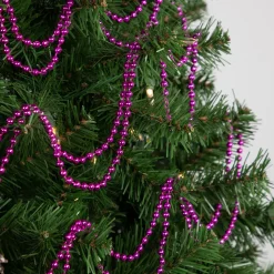 Sale 15' Shiny Pink Beaded Christmas Garland, Unlit Beaded