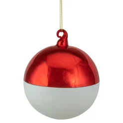 New 3.5" Shiny Red and Matte White Glass Christmas Ball Ornament Glass|Ball Ornaments
