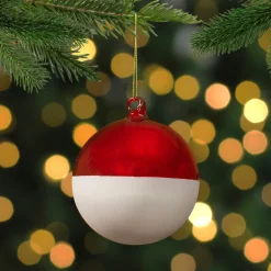 New 3.5" Shiny Red and Matte White Glass Christmas Ball Ornament Glass|Ball Ornaments