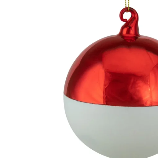 New 3.5" Shiny Red and Matte White Glass Christmas Ball Ornament Glass|Ball Ornaments