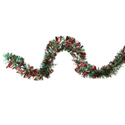 Sale 12' Shiny Red and Silver Christmas Tinsel Garland - Unlit Colorful