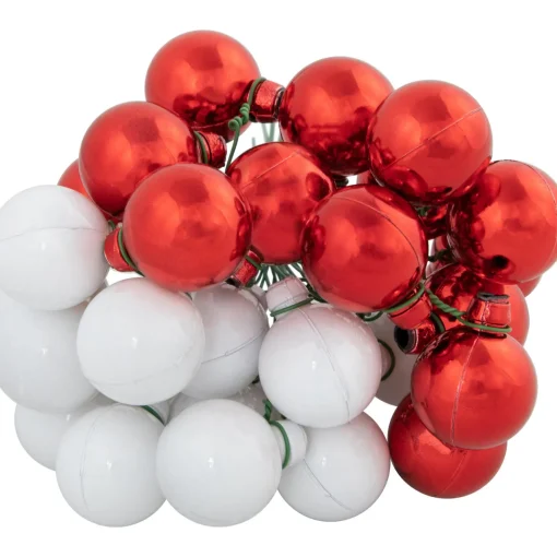 6.75" Shiny Red and White Shatterproof Ball Ornament Christmas Pick Sprays, Picks & Branches