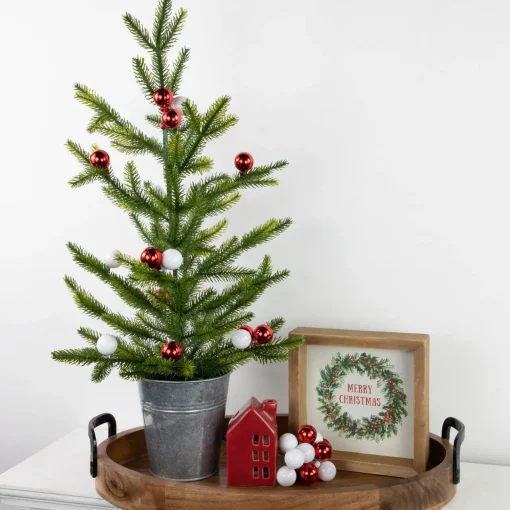 6.75" Shiny Red and White Shatterproof Ball Ornament Christmas Pick Sprays, Picks & Branches