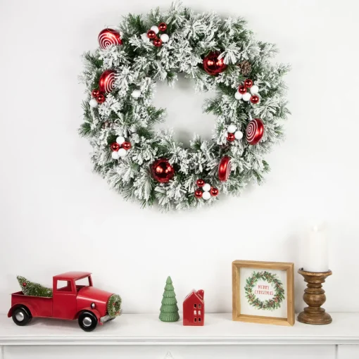 6.75" Shiny Red and White Shatterproof Ball Ornament Christmas Pick Sprays, Picks & Branches