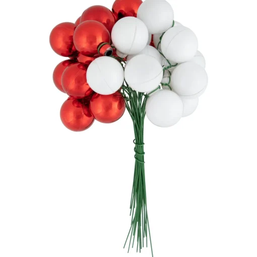 6.75" Shiny Red and White Shatterproof Ball Ornament Christmas Pick Sprays, Picks & Branches