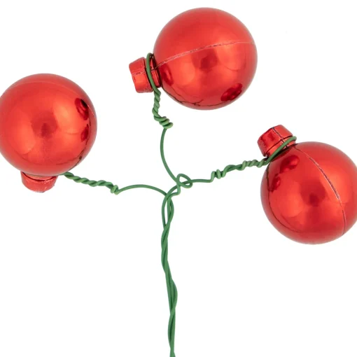 6.75" Shiny Red and White Shatterproof Ball Ornament Christmas Pick Sprays, Picks & Branches