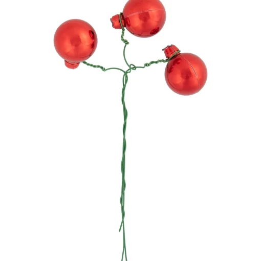 6.75" Shiny Red and White Shatterproof Ball Ornament Christmas Pick Sprays, Picks & Branches