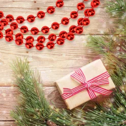 New 33' Shiny Red Round Beaded Christmas Garland Beaded