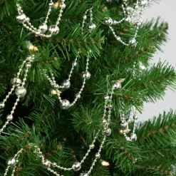 Outlet 15' Shiny Silver Mirrored Disco Ball Beaded Christmas Garland, Unlit Beaded