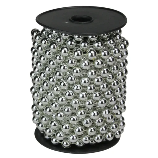 Discount 33' Shiny Silver Round Beaded Christmas Garland - Unlit Beaded