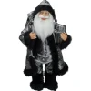 Outlet 24" Silver and Black Santa Claus with Gifts Christmas Figure Santa Claus