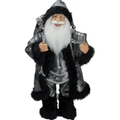 Outlet 24" Silver and Black Santa Claus with Gifts Christmas Figure Santa Claus
