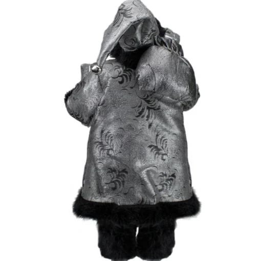 Outlet 24" Silver and Black Santa Claus with Gifts Christmas Figure Santa Claus