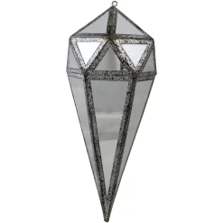 Online 10.5" Silver and Clear Mirrored Geometric Framed Drop Christmas Ornament Finials|Pendants