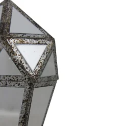 Online 10.5" Silver and Clear Mirrored Geometric Framed Drop Christmas Ornament Finials|Pendants