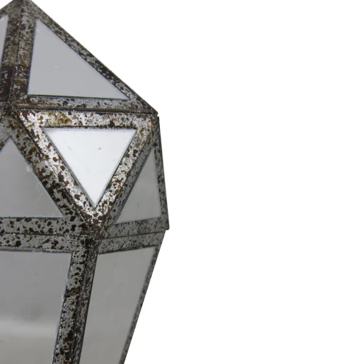 Online 10.5" Silver and Clear Mirrored Geometric Framed Drop Christmas Ornament Finials|Pendants