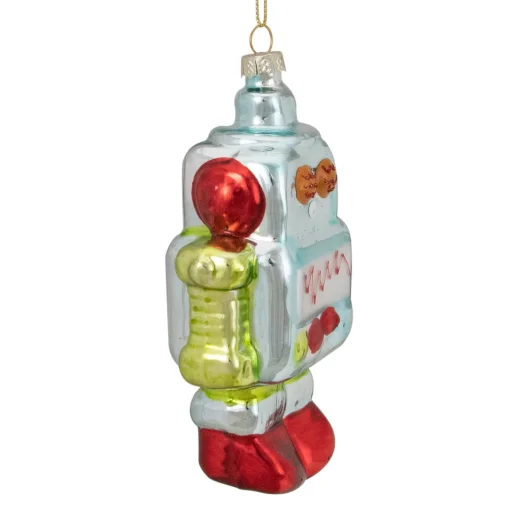 Best 5" Silver and Green Robot Hanging Glass Christmas Ornament Fantasy & Sci-Fi