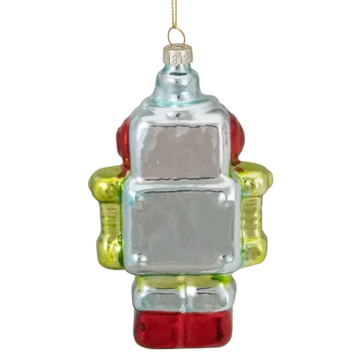 Best 5" Silver and Green Robot Hanging Glass Christmas Ornament Fantasy & Sci-Fi
