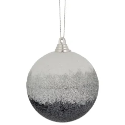 Hot 3" Silver and White Glitter Drenched Shatterproof Christmas Ball Ornament Shatterproof Balls|Ball Ornaments