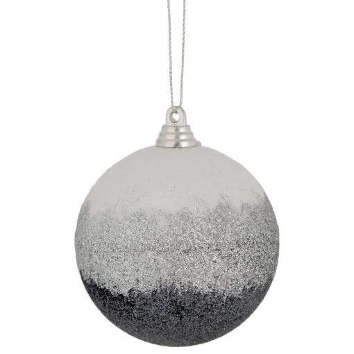 Hot 3" Silver and White Glitter Drenched Shatterproof Christmas Ball Ornament Shatterproof Balls|Ball Ornaments