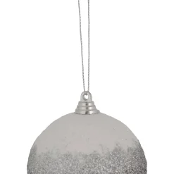 Hot 3" Silver and White Glitter Drenched Shatterproof Christmas Ball Ornament Shatterproof Balls|Ball Ornaments