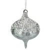 Best 5.25" Silver Beads and Sequins Glass Onion Christmas Ornament Finials|Pendants