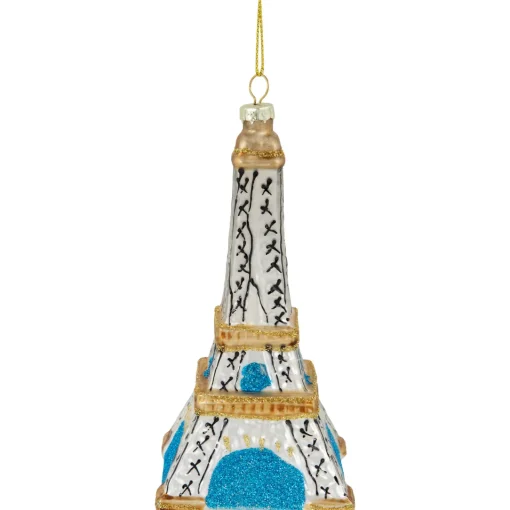 4.75" Silver Eiffel Tower Glittered Christmas Glass Hanging Ornament Travel & Destinations