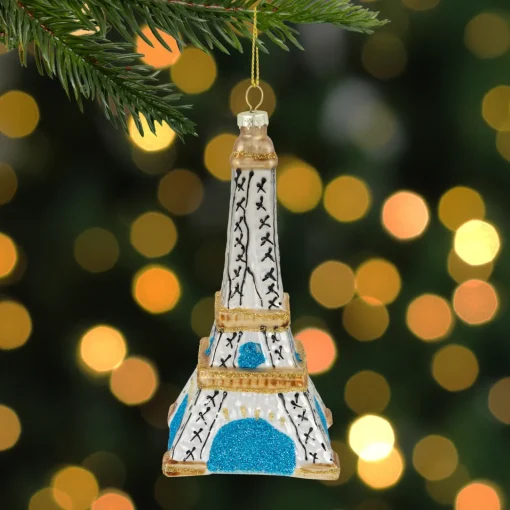 4.75" Silver Eiffel Tower Glittered Christmas Glass Hanging Ornament Travel & Destinations