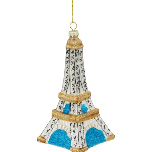 4.75" Silver Eiffel Tower Glittered Christmas Glass Hanging Ornament Travel & Destinations