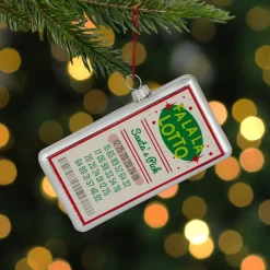 4.25" Silver "Fa La La Lotto Santa's Pick" Glass Christmas Hanging Ornament Sports