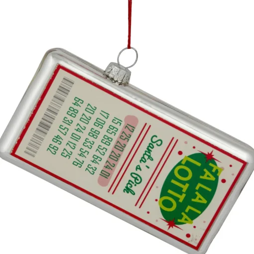 4.25" Silver "Fa La La Lotto Santa's Pick" Glass Christmas Hanging Ornament Sports